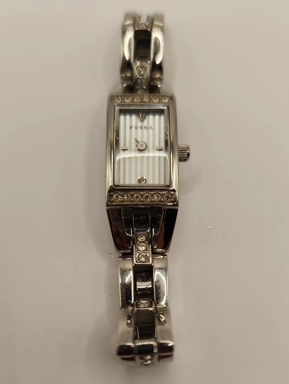Fossil Silver Tone Crystal Accent Women's Bracelet Watch